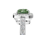 White gold Fancy Green Cushion  Halo Pavé Diamond Engagement Ring with Bezel Setting_54
