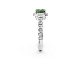 White gold Fancy Green Cushion  Halo Pavé Diamond Engagement Ring with Four-Prong Setting_28