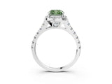 White gold Fancy Green Cushion  Halo Pavé Diamond Engagement Ring with Four-Prong Setting_29