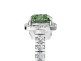 White gold Fancy Green Cushion  Halo Pavé Diamond Engagement Ring with Four-Prong Setting_31
