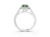 White gold Fancy Green Cushion  Halo Pavé Diamond Engagement Ring with Four-Prong Setting_6