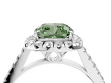 White gold Fancy Green Cushion  Halo Pavé Diamond Engagement Ring with Four-Prong Setting_7
