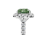 White gold Fancy Green Cushion  Halo Pavé Diamond Engagement Ring with Four-Prong Setting_8