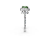 White gold Fancy Green Cushion  Halo Pave Band Solitaire Ring with Prong Setting_68