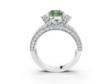 White gold Fancy Green Cushion  Halo Pave Diamond Engagement Ring with Milgrain Detailing_52