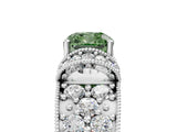 White gold Fancy Green Cushion  Halo Pave Diamond Engagement Ring with Milgrain Detailing_54