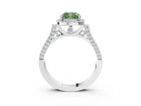White gold Fancy Green Cushion  Halo Pave Split Shank Prong Setting Ring_84