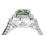 White gold Fancy Green Cushion  Halo Pave Split Shank Prong Setting Ring_85