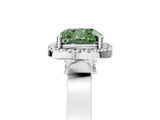 White gold Fancy Green Cushion  Halo Pave Split Shank Prong Setting Ring_86