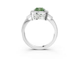 White gold Fancy Green Cushion  Halo Round Diamond Milgrain Pave Engagement Ring_6