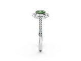 White gold Fancy Green Cushion  Halo Round Diamond Pave Band with Four-Prong Setting_52