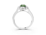 White gold Fancy Green Cushion  Halo Round Diamond Pave Band with Four-Prong Setting_53
