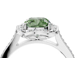 White gold Fancy Green Cushion  Halo Round Diamond Pave Band with Four-Prong Setting_54