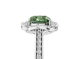 White gold Fancy Green Cushion  Halo Round Diamond Pave Band with Four-Prong Setting_55