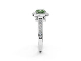 White gold Fancy Green Cushion  Halo Solitaire Diamond Ring with Pave Band and Bezel Setting_51