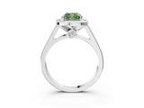 White gold Fancy Green Cushion  Halo Solitaire Diamond Ring with Pave Band and Bezel Setting_52