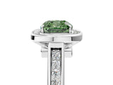 White gold Fancy Green Cushion  Halo Solitaire Diamond Ring with Pave Band and Bezel Setting_54