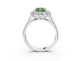 White gold Fancy Green Cushion  Halo Split Shank Diamond Engagement Ring with Pave Band and Four-Prong Setting_57
