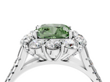 White gold Fancy Green Cushion  Halo Split Shank Diamond Engagement Ring with Pave Band and Four-Prong Setting_58