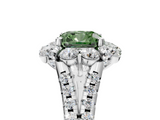 White gold Fancy Green Cushion  Halo Split Shank Diamond Engagement Ring with Pave Band and Four-Prong Setting_59