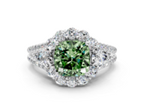White gold Fancy Green Cushion  Halo Split Shank Diamond Engagement Ring with Prong Setting_20