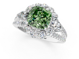 White gold Fancy Green Cushion  Halo Split Shank Diamond Engagement Ring with Prong Setting_21