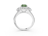 White gold Fancy Green Cushion  Halo Split Shank Diamond Engagement Ring with Prong Setting_23