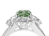 White gold Fancy Green Cushion  Halo Split Shank Diamond Engagement Ring with Prong Setting_24