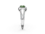White gold Fancy Green Cushion  Halo Split Shank Diamond Ring with Four-Prong Setting_34