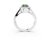 White gold Fancy Green Cushion  Halo Split Shank Diamond Ring with Four-Prong Setting_35