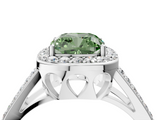 White gold Fancy Green Cushion  Halo Split Shank Diamond Ring with Four-Prong Setting_36