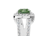 White gold Fancy Green Cushion  Halo Split Shank Diamond Ring with Four-Prong Setting_37
