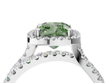 White gold Fancy Green Cushion  Halo Split Shank Diamond Ring with Pavé Setting_42
