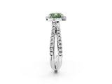 White gold Fancy Green Cushion  Halo Split Shank Diamond Ring with Pavé Setting_52
