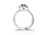 White gold Fancy Green Cushion  Halo Split Shank Diamond Ring with Pavé Setting_53