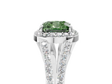 White gold Fancy Green Cushion  Halo Split Shank Diamond Ring with Prong Setting_25