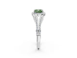 White gold Fancy Green Cushion  Halo Split Shank Pave Diamond Ring with Four-Prong Setting_51