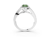 White gold Fancy Green Cushion  Halo Split Shank Pave Diamond Ring with Four-Prong Setting_52