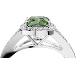 White gold Fancy Green Cushion  Halo Split Shank Pave Diamond Ring with Four-Prong Setting_53