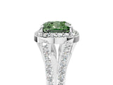 White gold Fancy Green Cushion  Halo Split Shank Pave Diamond Ring with Four-Prong Setting_54