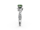 White gold Fancy Green Cushion  Halo Twist Band Solitaire Prong Setting Ring_95