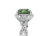 White gold Fancy Green Cushion  Halo Twist Band Solitaire Ring with Six-Prong Setting_37