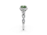 White gold Fancy Green Cushion  Halo Twist Band Solitaire Ring with Six-Prong Setting_39