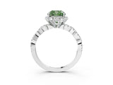 White gold Fancy Green Cushion  Halo Twist Band Solitaire Ring with Six-Prong Setting_40