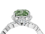 White gold Fancy Green Cushion  Halo Twist Band Solitaire Ring with Six-Prong Setting_41