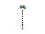 White gold Fancy Green Cushion  Halo Twisted Band Four-Prong Diamond Ring_22