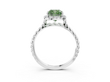White gold Fancy Green Cushion  Halo Twisted Band Four-Prong Diamond Ring_23