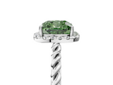White gold Fancy Green Cushion  Halo Twisted Band Four-Prong Diamond Ring_25