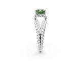 White gold Fancy Green Cushion  Halo Twisted Band Four-Prong Ring_34