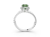 White gold Fancy Green Cushion  Halo Twisted Band Four-Prong Ring_36